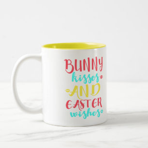 Caneca De Café Em Dois Tons Páscoa Bunny Kisses Caça Cerâmica Presente Bonit