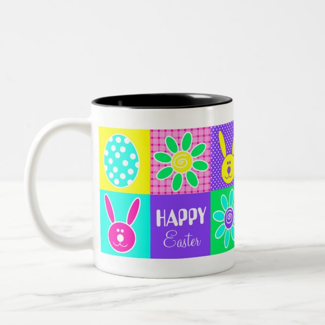 Caneca De Café Em Dois Tons Páscoa colorida (Esquerda)