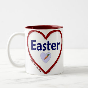 Caneca De Café Em Dois Tons Páscoa de amor