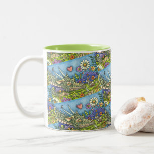 Caneca De Café Em Dois Tons Páscoa DRAGON EM BUNNY TRAIL Fantasy