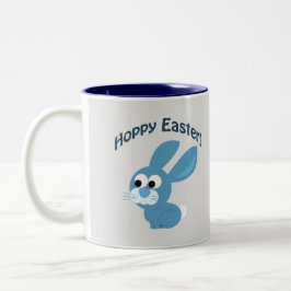 Caneca De Café Em Dois Tons Páscoa Hoppy! Coelho Azul
