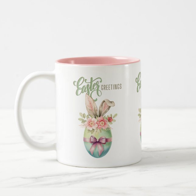 Caneca De Café Em Dois Tons Páscoa Saudações Café Mug (Esquerda)