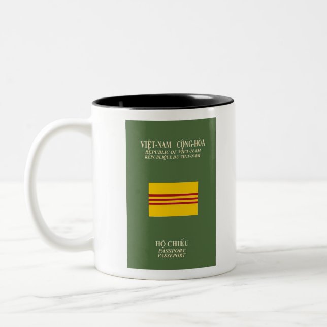 Caneca De Café Em Dois Tons Passaporte vietnamiano - bandeira de Vietnam sul (Esquerda)