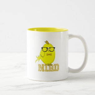 Caneca De Café Em Dois Tons Passarinho Amarelo Fofo Nerd