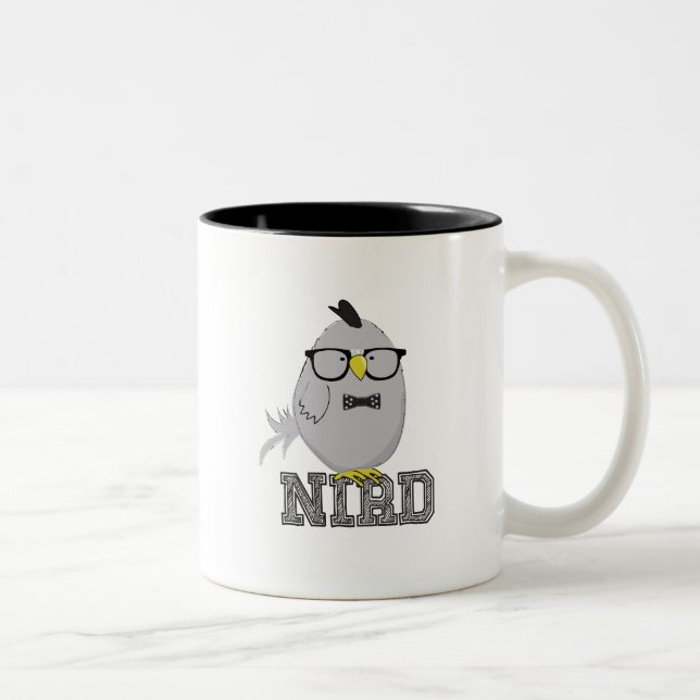 Caneca De Café Em Dois Tons Passarinho Nerd Fofo com Óculos  (Direita)