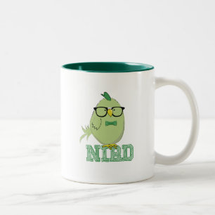 Caneca De Café Em Dois Tons Passarinho Nerd Verde Fofo com Óculos