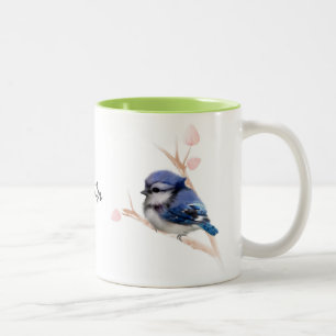 Caneca De Café Em Dois Tons Pássaro azul-jay personalizado