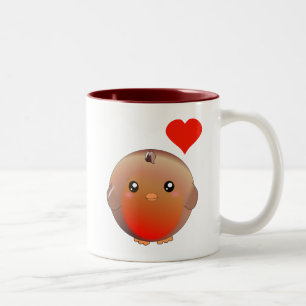 Caneca De Café Em Dois Tons Pássaro bonito do pisco de peito vermelho