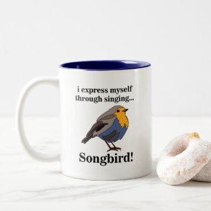 Caneca De Café Em Dois Tons Pássaro Canoro Robin Redbreast