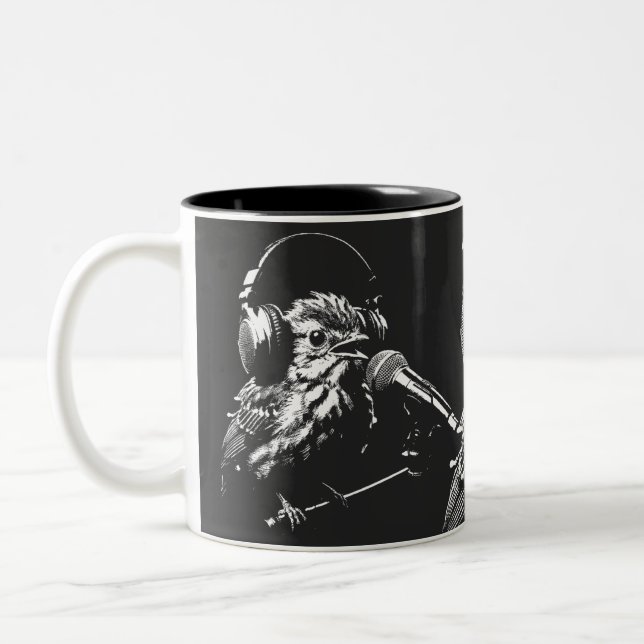Caneca De Café Em Dois Tons Pássaro Cantando (Esquerda)