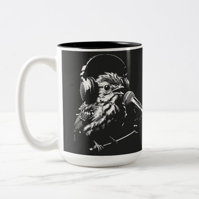 Caneca De Café Em Dois Tons Pássaro Cantando (Esquerda)