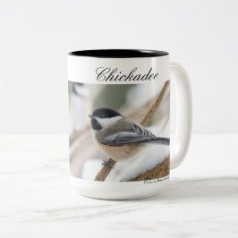 Caneca De Café Em Dois Tons Pássaro, Chickadee, 2 lados,