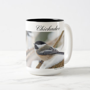 Caneca De Café Em Dois Tons Pássaro, Chickadee, 2 lados,
