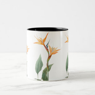 Caneca De Café Em Dois Tons Pássaro de desenho do paraíso (flor)