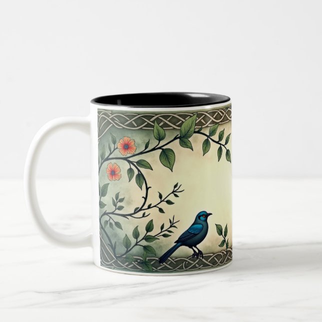 Caneca De Café Em Dois Tons Pássaro e Borboleta (Esquerda)