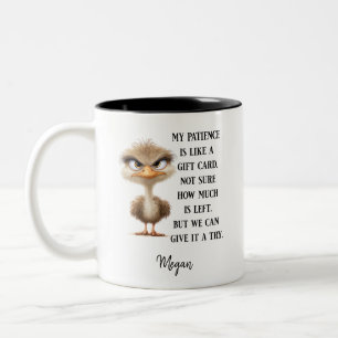 Caneca De Café Em Dois Tons Pássaro Engraçado Humor Sarcástico Presente Grumpy