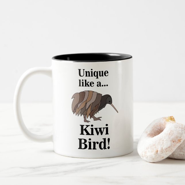 Caneca De Café Em Dois Tons Passaro Kiwi (Com Donut)