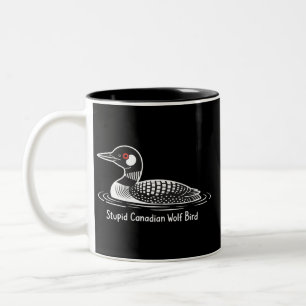 Caneca De Café Em Dois Tons Passaro Lobo Canadense Idiota Presente Engraçado d