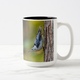 Caneca De Café Em Dois Tons Pássaro, Nuthatch, 2 lados,