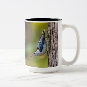 Caneca De Café Em Dois Tons Pássaro, Nuthatch, 2 lados,