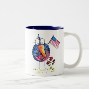 Caneca De Café Em Dois Tons Pássaro Patriótico Escocês com Bandeira