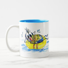 Caneca De Café Em Dois Tons Pássaro Whimsical Bonito no Float