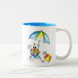 Caneca De Café Em Dois Tons Pássaro Whimsical na Praia