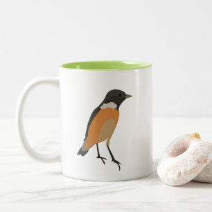 Caneca De Café Em Dois Tons Pássaros Coloridos Songbird