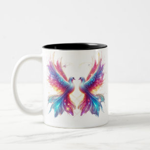 Caneca De Café Em Dois Tons Pássaros da Dove do Amor
