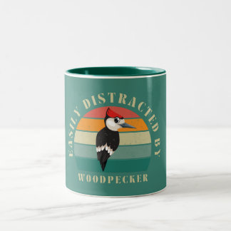 Caneca De Café Em Dois Tons pássaros de amor pica-pau pica-paus observação de