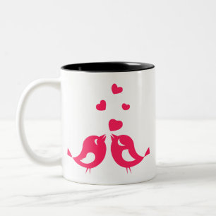 Caneca De Café Em Dois Tons Pássaros do Amor Se Juntam: Café Romântico-Casal