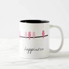 Caneca De Café Em Dois Tons Pássaros Felizes