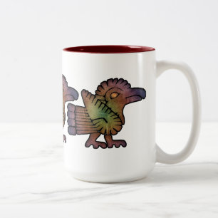 Caneca De Café Em Dois Tons Pássaros maias antigos