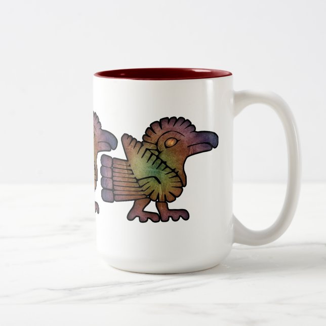 Caneca De Café Em Dois Tons Pássaros maias antigos (Direita)
