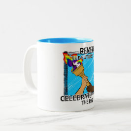 Caneca De Café Em Dois Tons Passe a tocha arco-íris