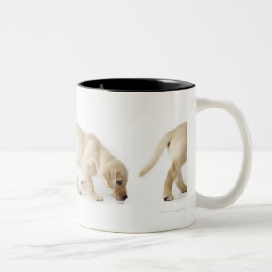 Caneca De Café Em Dois Tons Passeio do filhote de cachorro de labrador
