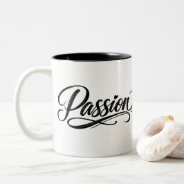Caneca De Café Em Dois Tons Passion Script | Elegant Minimalist Typography