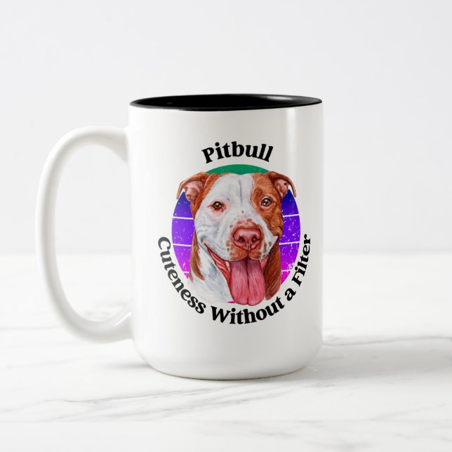 Caneca De Café Em Dois Tons Passo engraçado Pitbull Coffee Mug de dois tons (Esquerda)