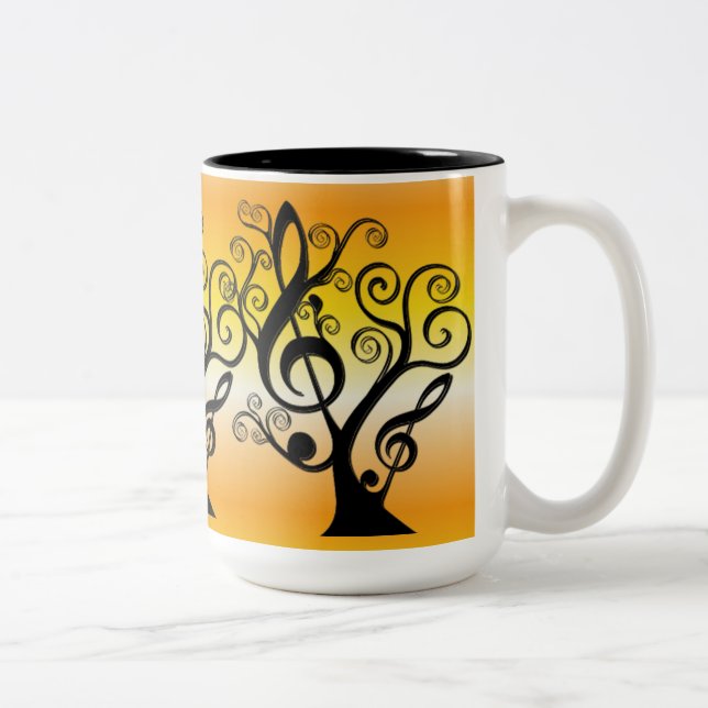 Caneca De Café Em Dois Tons Pasta de árvore limpa, preto e amarelo (Direita)