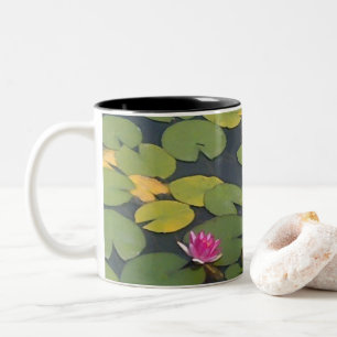 Caneca De Café Em Dois Tons Pasta de Flores de Lily de Água