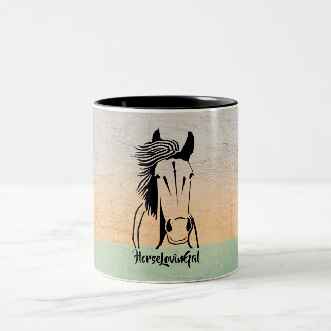 Caneca De Café Em Dois Tons Pastel Artístico Horse Lovin' Gal Mug (Centro)