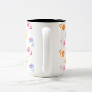 Caneca De Café Em Dois Tons Pastel Colorful Flowers (Flores Coloridas) Padrão