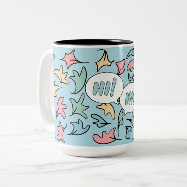 Caneca De Café Em Dois Tons Pastel deixa azul (Frente Esquerda)