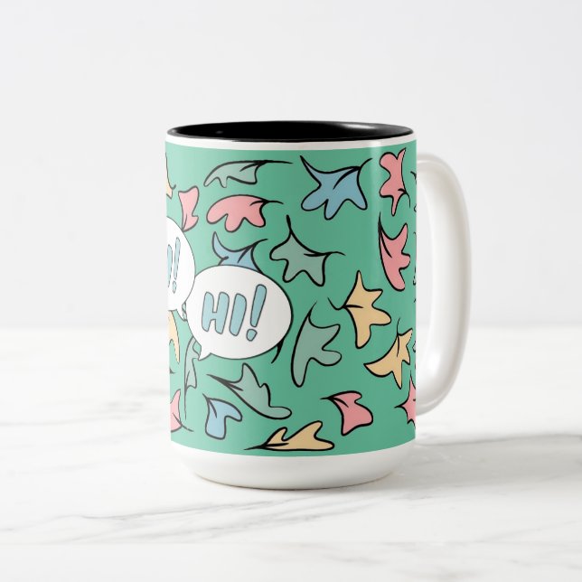 Caneca De Café Em Dois Tons Pastel deixa verde (Frente Esquerda)