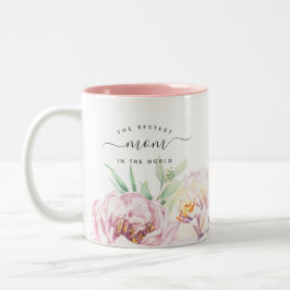 Caneca De Café Em Dois Tons Pastel Floral | A melhor mãe do mundo