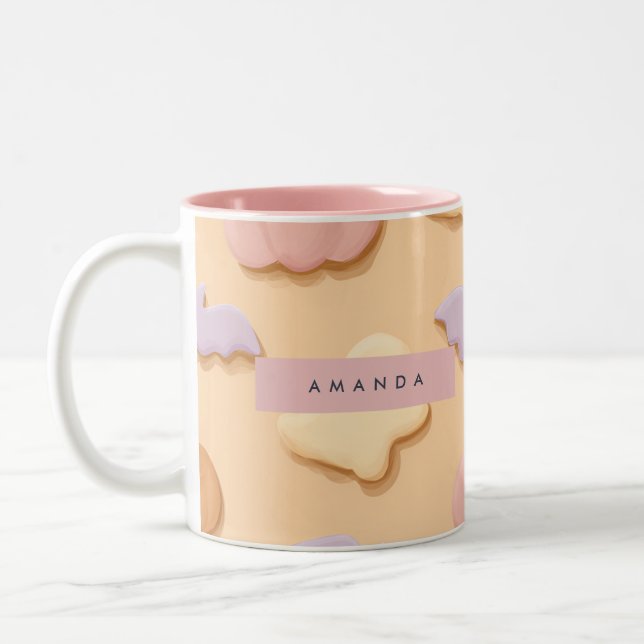 Caneca De Café Em Dois Tons Pastel Halloween Cookie Ghost Bat personalizado (Esquerda)