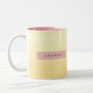 Caneca De Café Em Dois Tons Pastel Personalizado Amarelo Suave Ombre