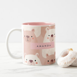 Caneca De Café Em Dois Tons Pastel Personalizado Capybara Adorável