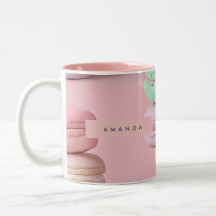 Caneca De Café Em Dois Tons Pastel Personalizado Rainbow Macaron Delight