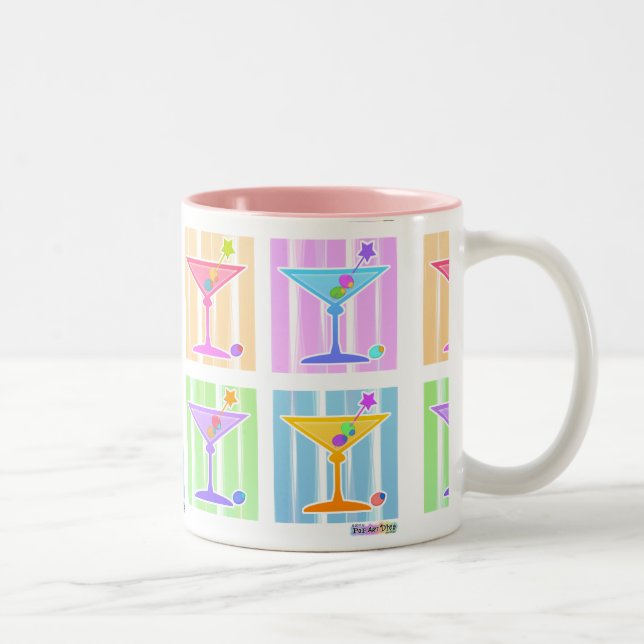 CANECA DE CAFÉ EM DOIS TONS PASTEL POP ART MARTINIS (Direita)